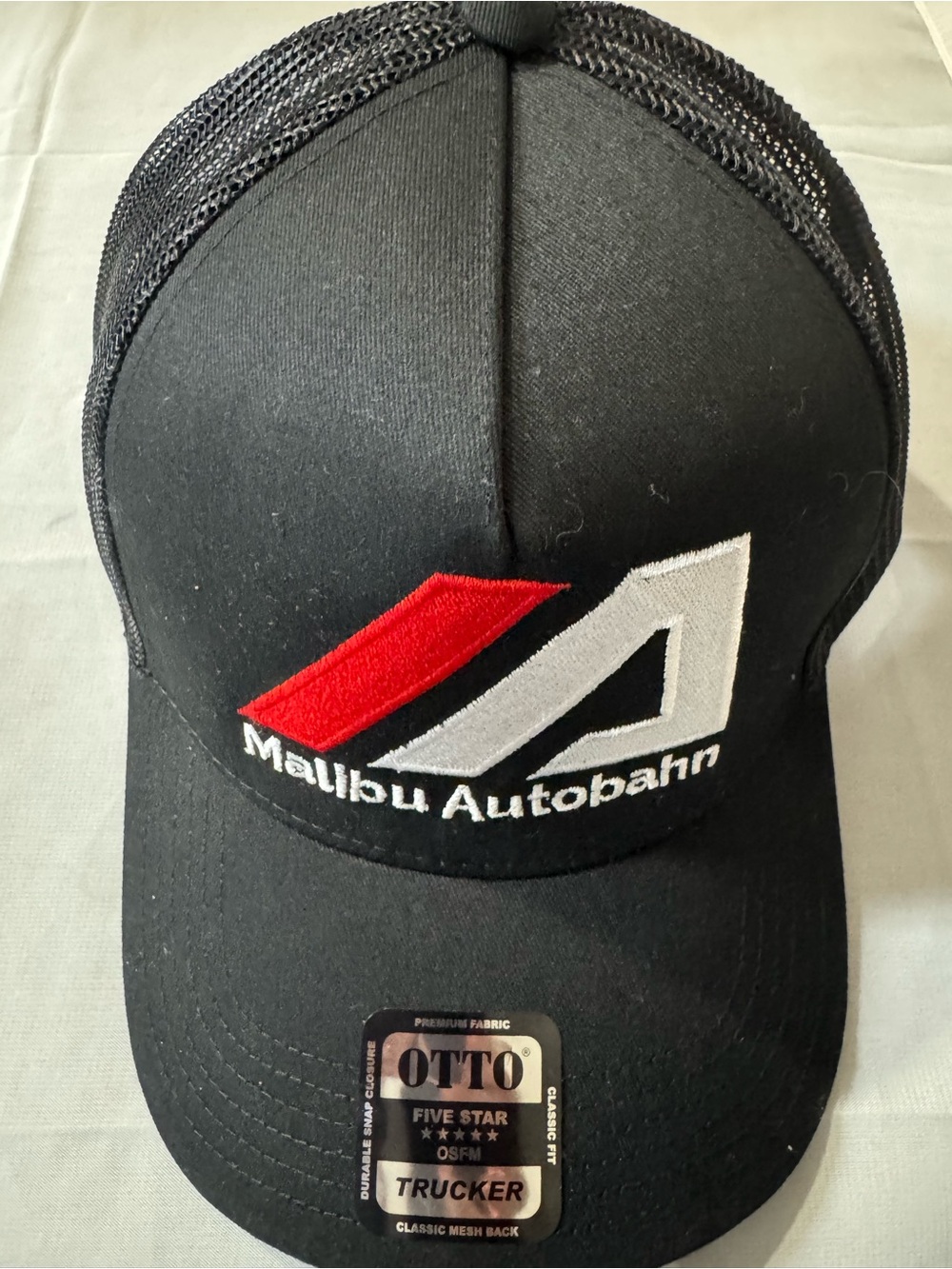 PremiumMalibu Autobahn Black Classic Fit Trucker Cap Hat by OTTO - NWT - Unisex.